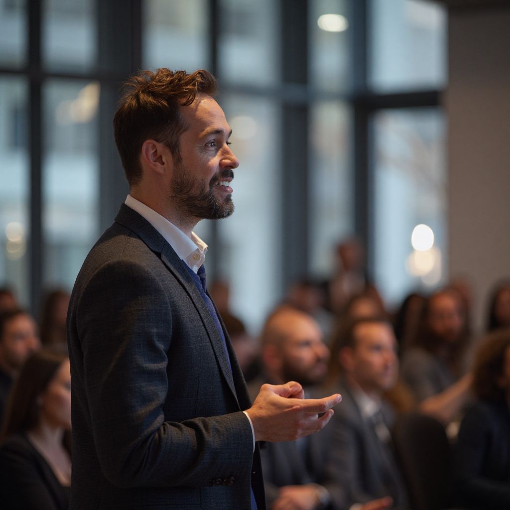 Speaker presenting at personal development conference